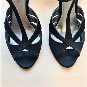 Miu Miu Black Satin Strappy Heels
